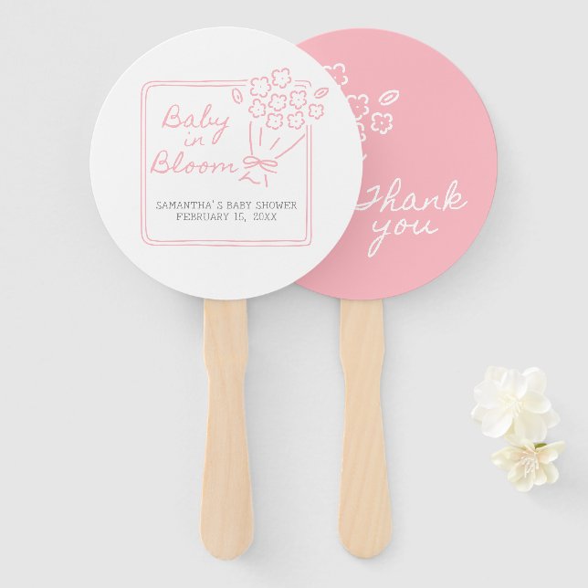 Leque Baby In Bloom Baby Shower (Frente e Verso)