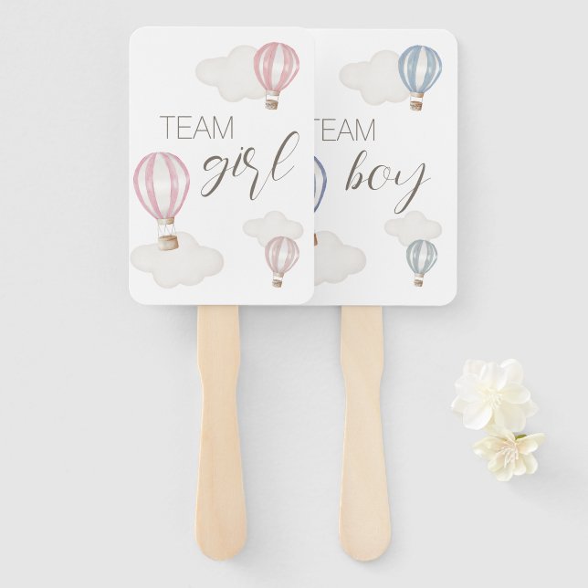 Leque Baby Shower Hot Air Balloons Gender Neutral (Frente e Verso)