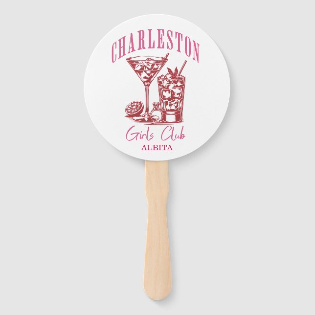 Leque bachelorette de charleston rosa (Frente)