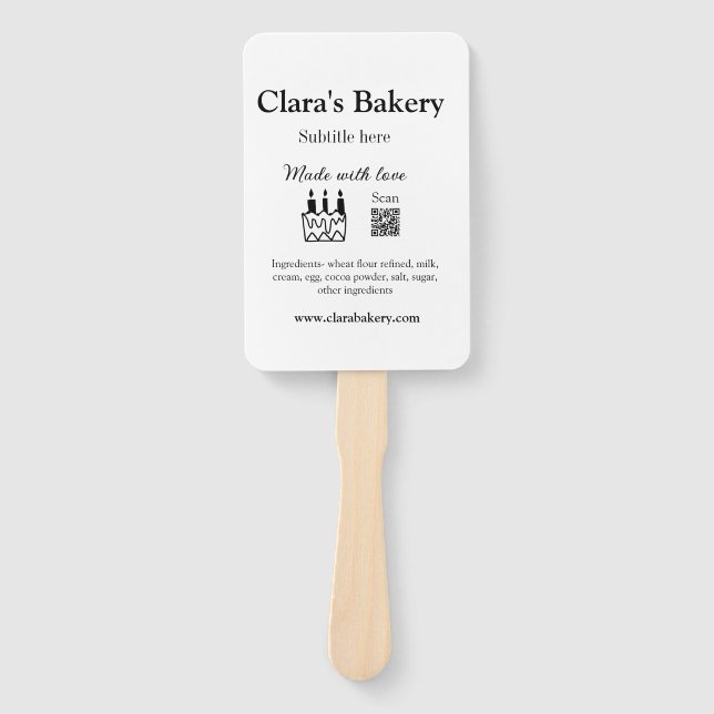 Leque Bagaço de padaria adiciona ingredientes feitos com (Frente)