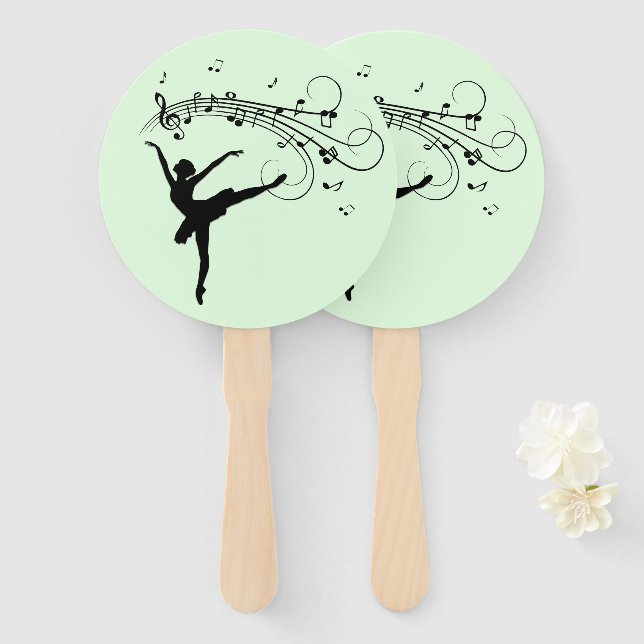 Leque Bailarina Incrível Dançando com Música Verde (Frente e Verso)