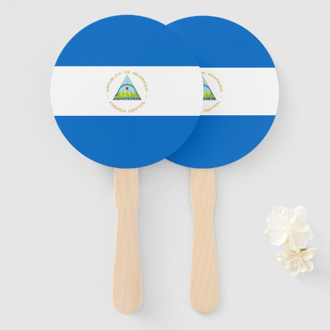 Leque Bandeira da Nicarágua (Frente e Verso)