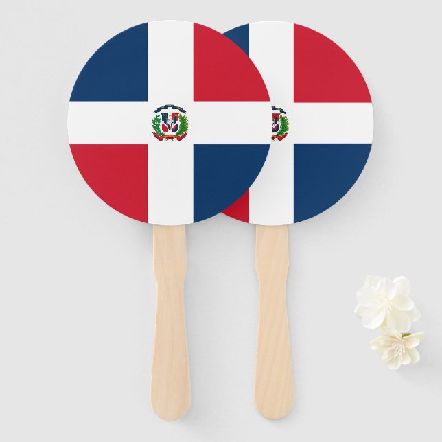 Leque Bandeira da República Dominicana (Frente e Verso)