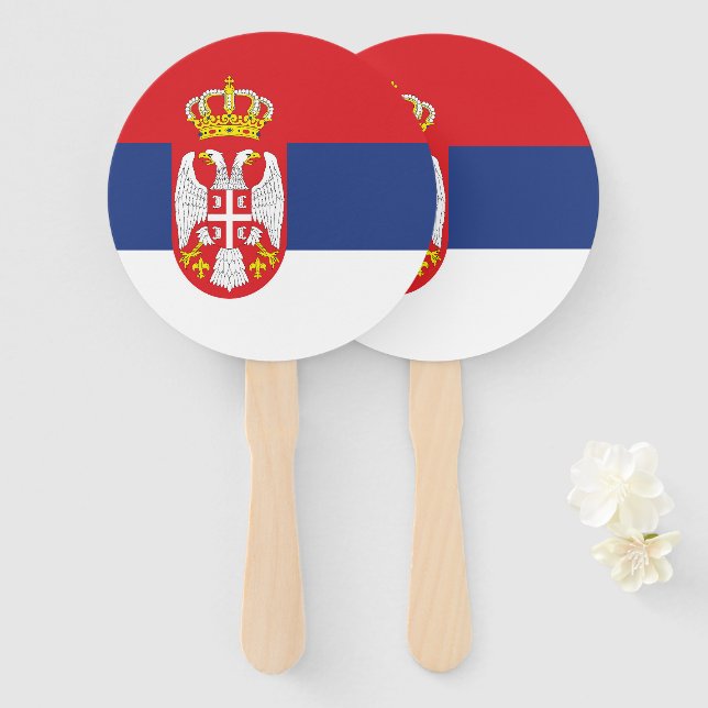 Leque Bandeira da Sérvia (Frente e Verso)