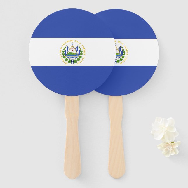 Leque Bandeira de El Salvador (Frente e Verso)