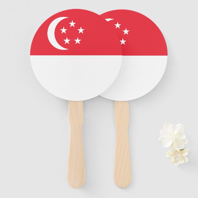 Leque bandeira de Singapura (Frente e Verso)