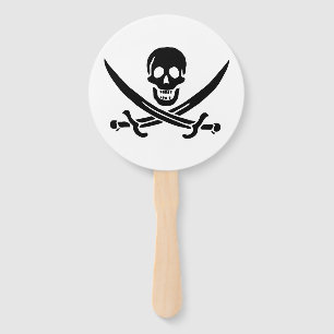 Leque Bandeira Pirata Caveira Espadas Cruzadas
