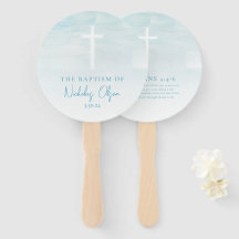 Baptism Aquarela Pastel Blue Mand Fans