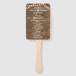 Leque Barnwood Lights Aqua Weding Program Fans