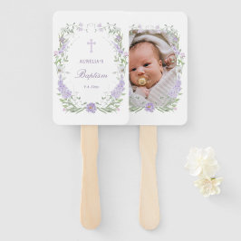 Leque Batismo Floral de Lavanda Lilática