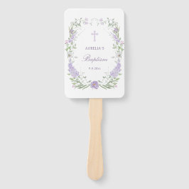 Leque Batismo Floral de Lavanda Lilática