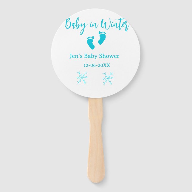 Leque Bebê no inverno chá de fraldas pés de bebê azul fl (Frente)