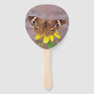 Leque Bela borboleta na Flor Amarela