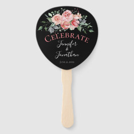 Leque Belo Buquê de Rosas Rosa em Preto