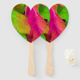 Leque Belo padrão de folha rosa e verde