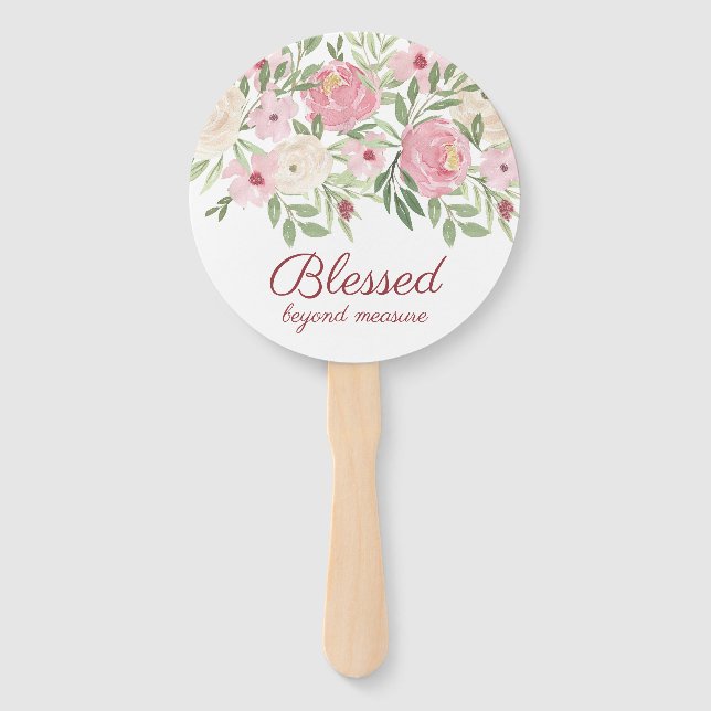Leque Bênçãos Além da Medida Floral Rosa (Frente)