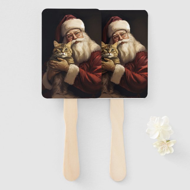 Leque Bengala Cat com Papai Noel Natal Festivo (Frente e Verso)