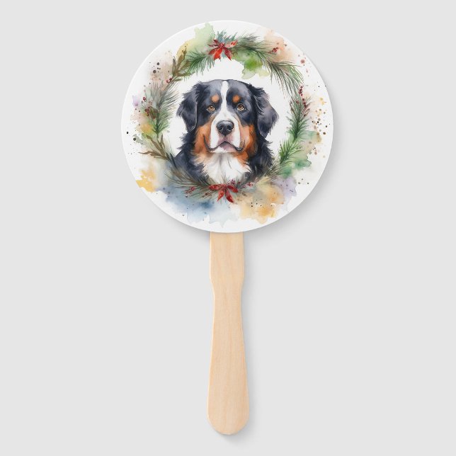 Leque Bernese Mountain Christmas Wreath Festivo (Frente)