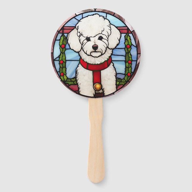 Leque Bichon Frise Vidro Colorido Natal (Frente)