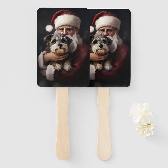 Leque Biewer Terrier com Papai Noel Natal Festivo (Frente e Verso)