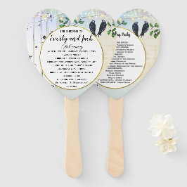 Leque Birch Tree Love Bird Forest Boho Weding Program