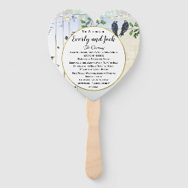 Leque Birch Tree Love Bird Forest Boho Weding Program