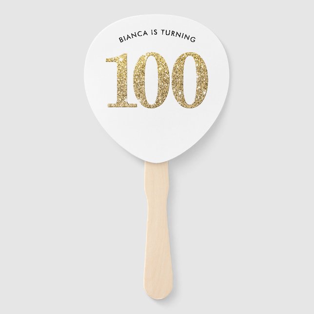 Leque BIRTHDAY FAN na moda ouro moderno 100º (Frente)