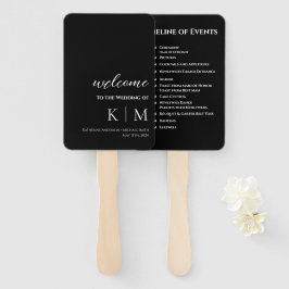 Leque Black and White-Modern- Monograma-Casamento-
