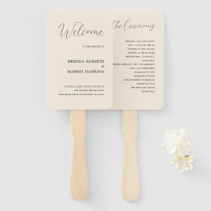 Leque Black Calligraphy On Beige Wedding Hand Fan