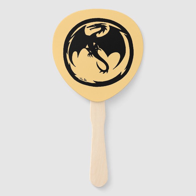 Leque Black Dragon gold paddle hand fans (Frente)