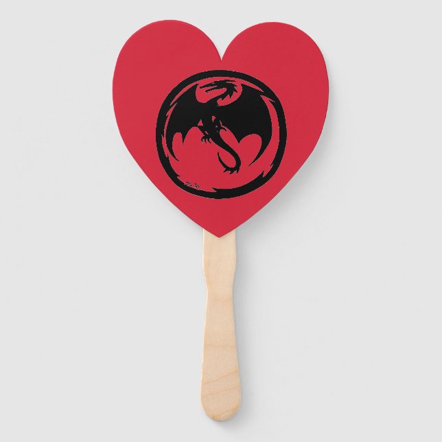 Leque Black Dragon red heart hand fans (Frente)