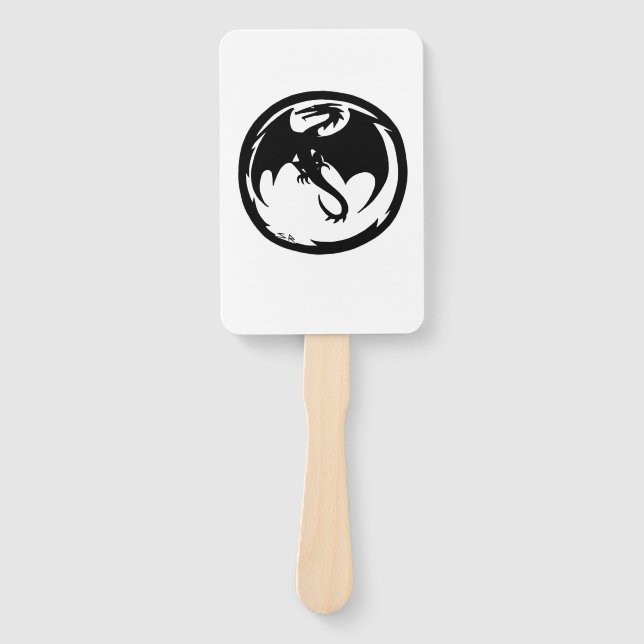 Leque Black Dragon white rectangle hand fans (Frente)