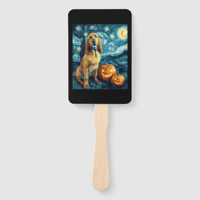 Leque Bloodhound Cute Dog Halloween Jack O Lantern Pumpk (Frente)