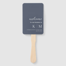 Leque Blue and White-Modern- Monograma-Casamento-