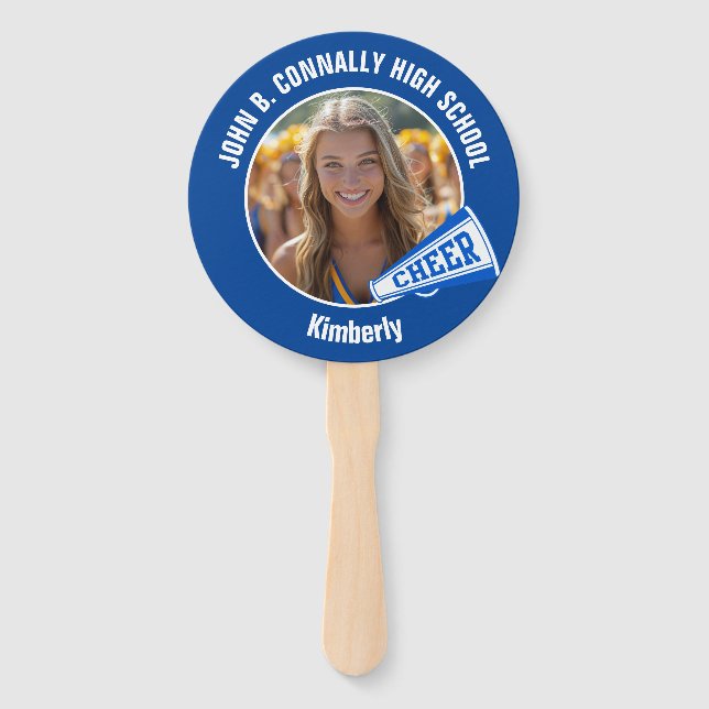 Leque Blue Cheerleader Photo High School Parent (Frente)