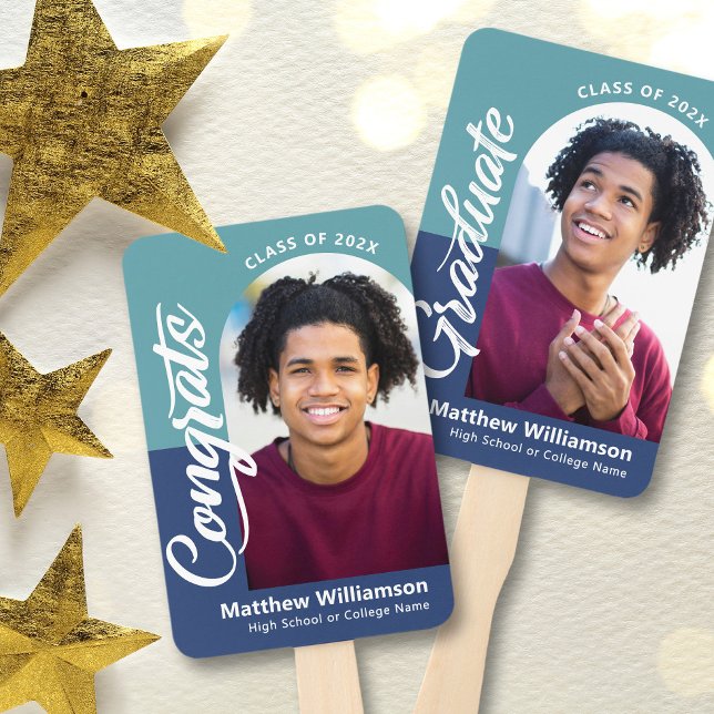 Leque Blue Congrats Formando 2 Fotografias Arch Script N (Criador carregado)