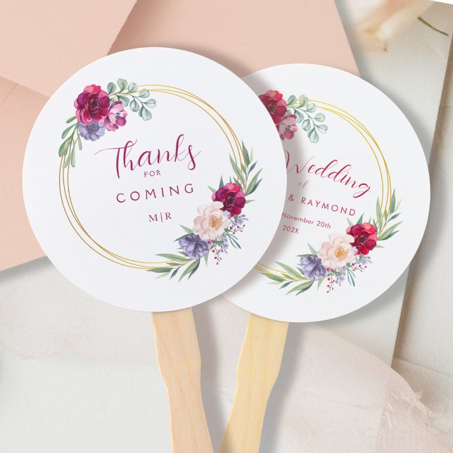 Leque Blush Burgundy & Dourado Bloom Russo Floral (Criador carregado)