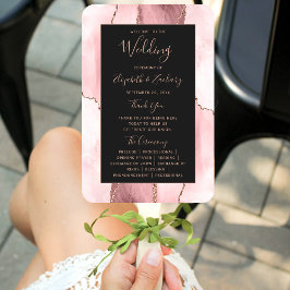 Leque Blush Pink Rose Gold Agate Dark Wedding Program