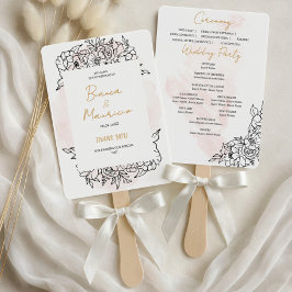 Leque Blush Watercolor with Elegant Black Floral Details