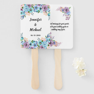 Leque Boho Aquarela Floral Lilás & Verde Personalize