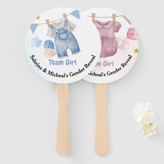 Leque Boho Baby Clotheline Gênero Revelação Equipe Boy (Frente e Verso)