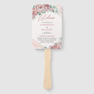 Leque Boho blush floral eucalipto quadro de ouro ventila