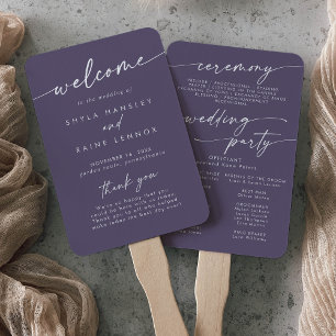 Leque Boho Chic Plum Purple Weding Program