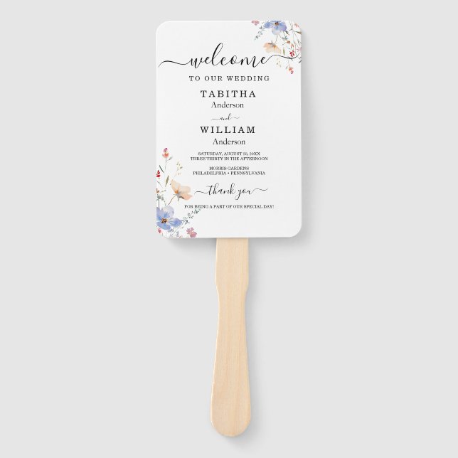 Leque Boho Floral wildflower wedding Invitation (Frente)