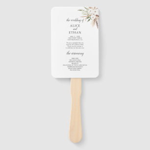 Leque Boho Greenery Pampa Grass Wedding Program