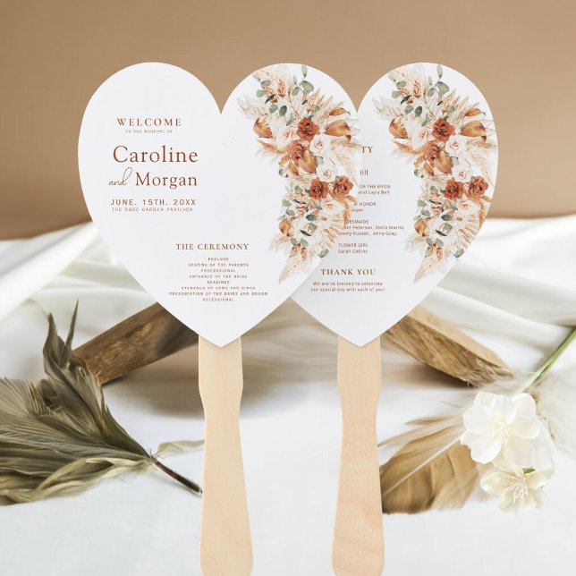 Leque Boho Pampas Grass Floral Terracotta Casamento (Criador carregado)