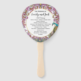 Leque Boho Peacock Raspberry Teal Dourado Wedment