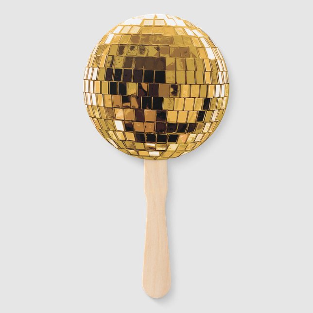 Leque Bola de Discoteca Metálica Dourada (Frente)