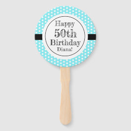 Leque Bolinhas Azuis E Brancas 50º Aniversário