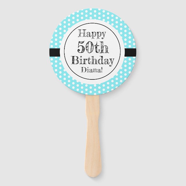 Leque Bolinhas Azuis E Brancas 50º Aniversário (Frente)